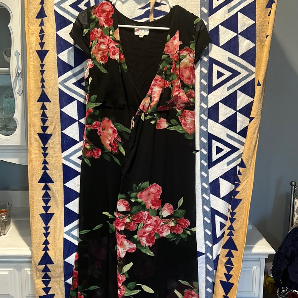 Black high low wrap dress